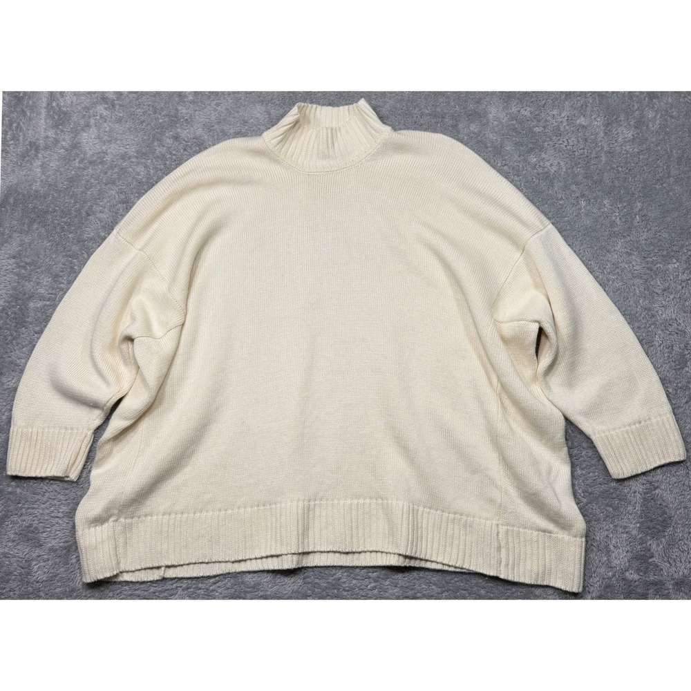 Eskandar Sweater Womens OS Cream Linen Mock High Neck Oversized Knit Scotland